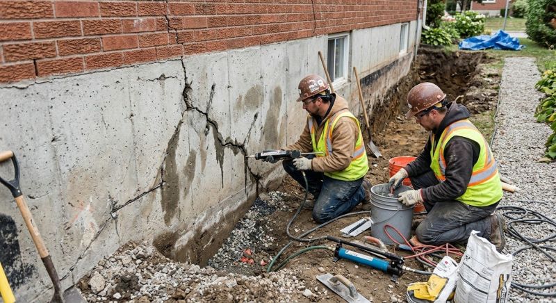 Cracked Foundation Repair in West Suffield, CT
