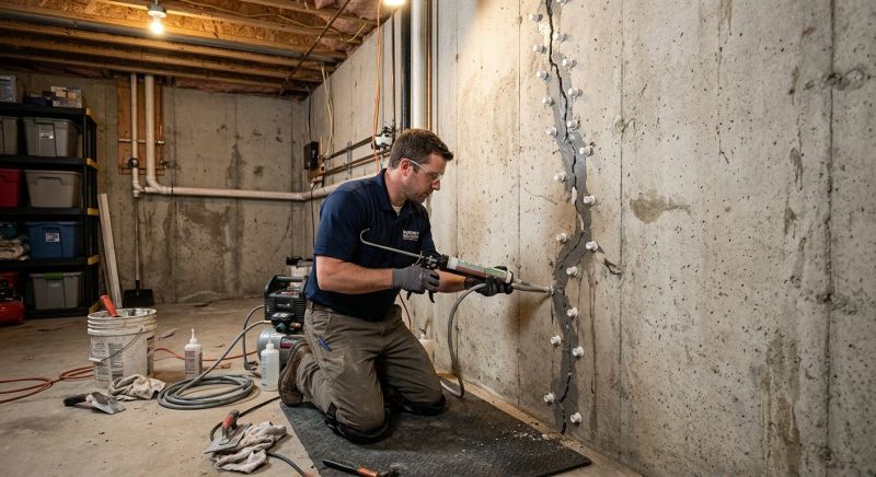 Basement Crack Repair in West Hartford, CT