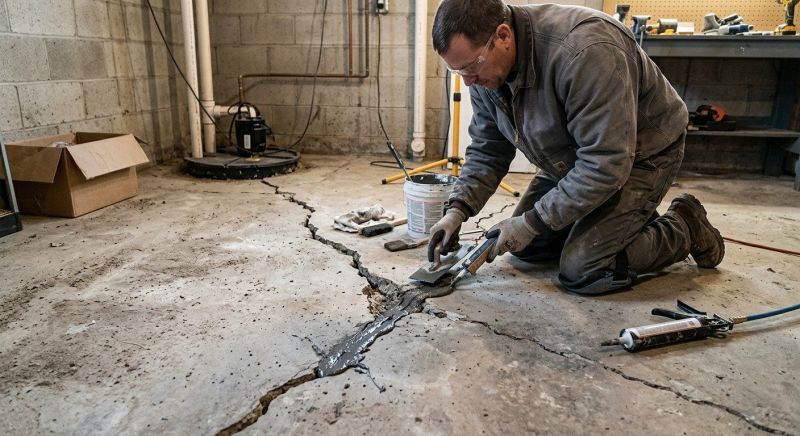 Cracked Basement Floor Repair in West Hartford, CT