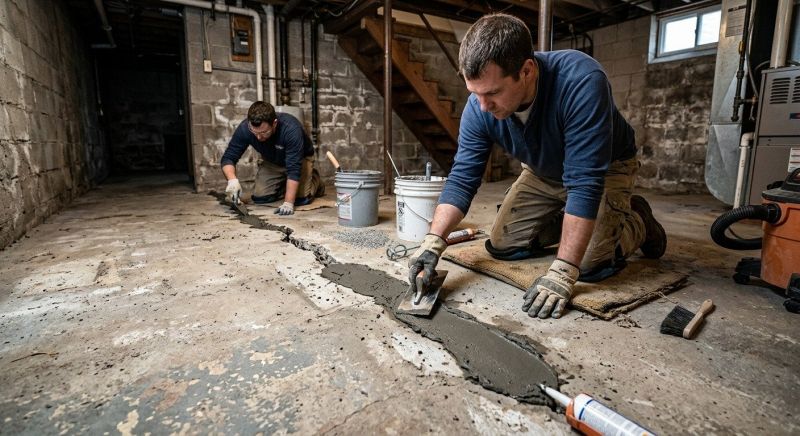 Cracked Basement Floor Repair in West Hartford, CT